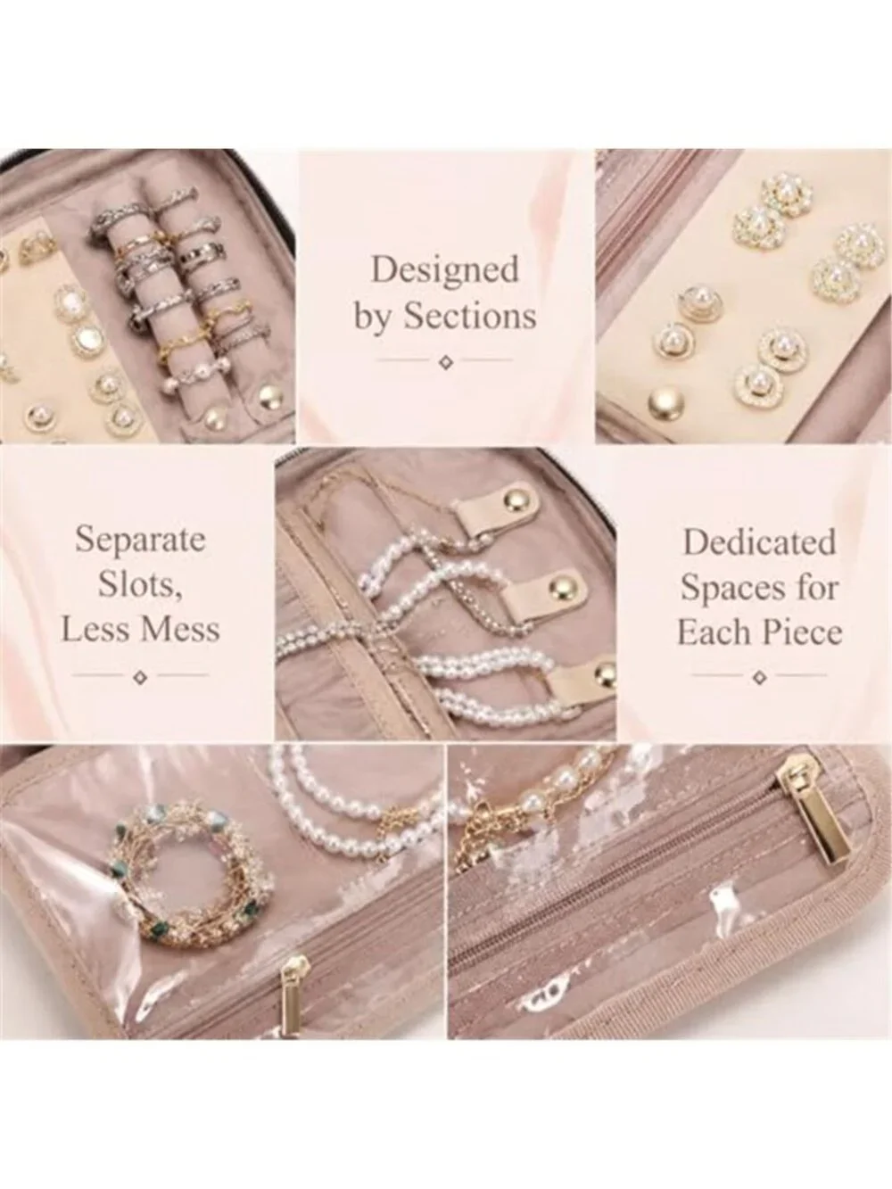 Travel Jewelry Organizer Case Necklace Ring Earring Storage Roll Portable Bag